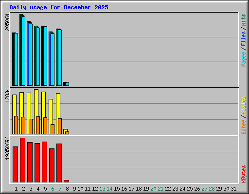 Daily usage for December 2025